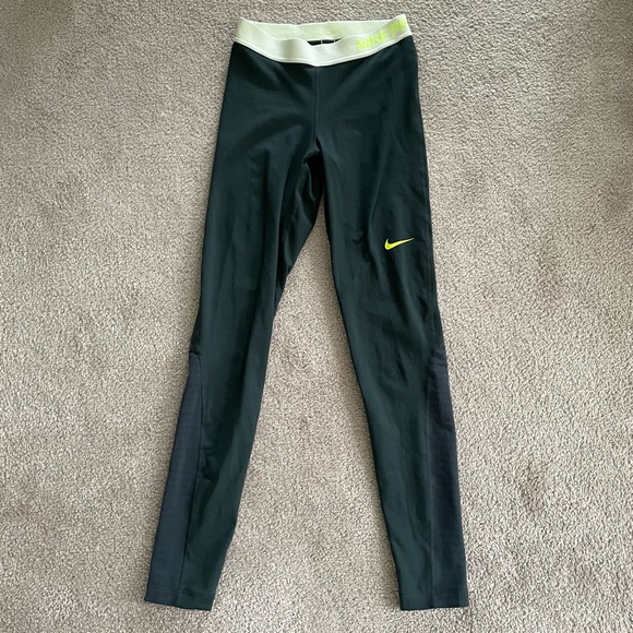 Nike Pro Dri-Fit Grey and Green Leggings Women’s Size Small - Picture 2 of 7